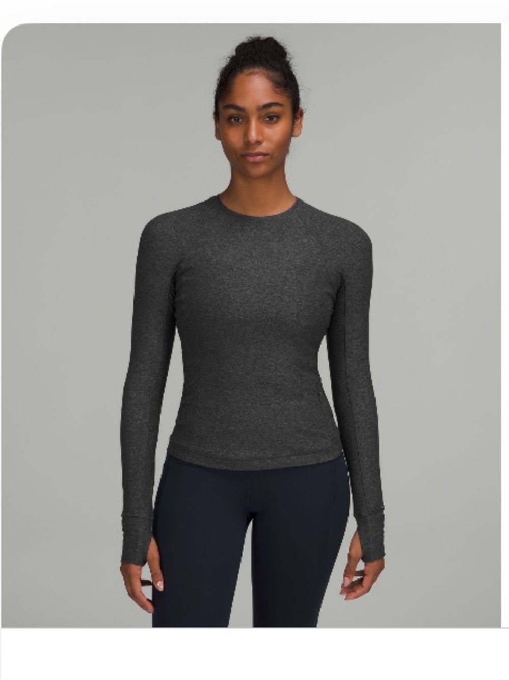 lululemon athletica Long Sleeve Crew Top in Charcoal Gray